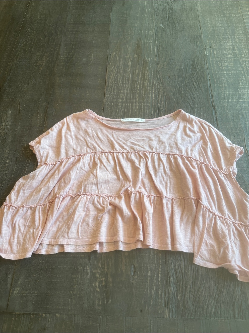 Altar’d State Ruffle Crop Top - Pale Pink size XS